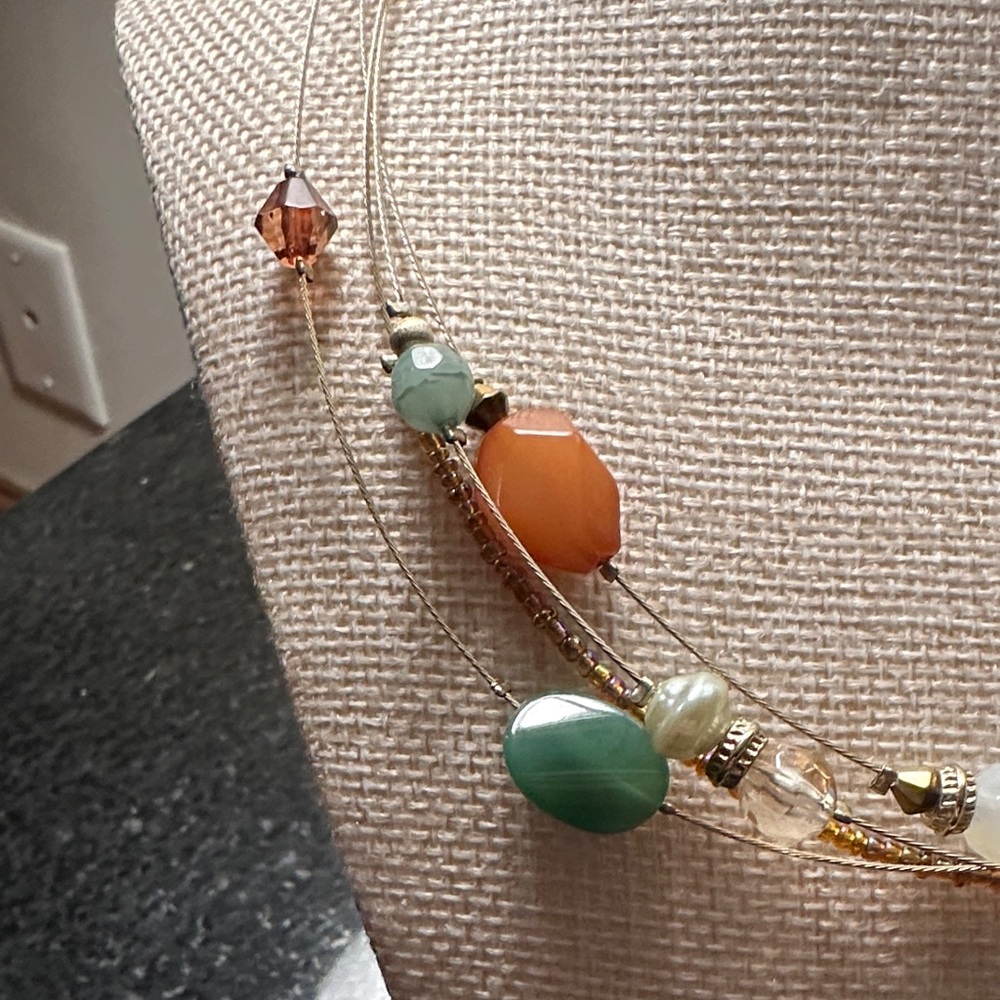 Vintage Gold and Multicolor Beaded Necklace - Picture 2 of 4